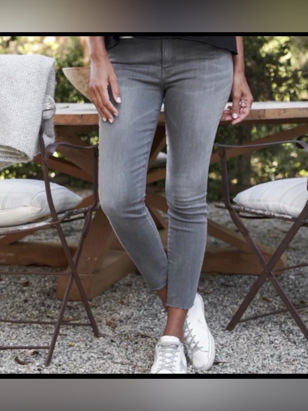 Frank & Eileen Sligo Washed Grey Raw Hem Skinny Jeans Size 26